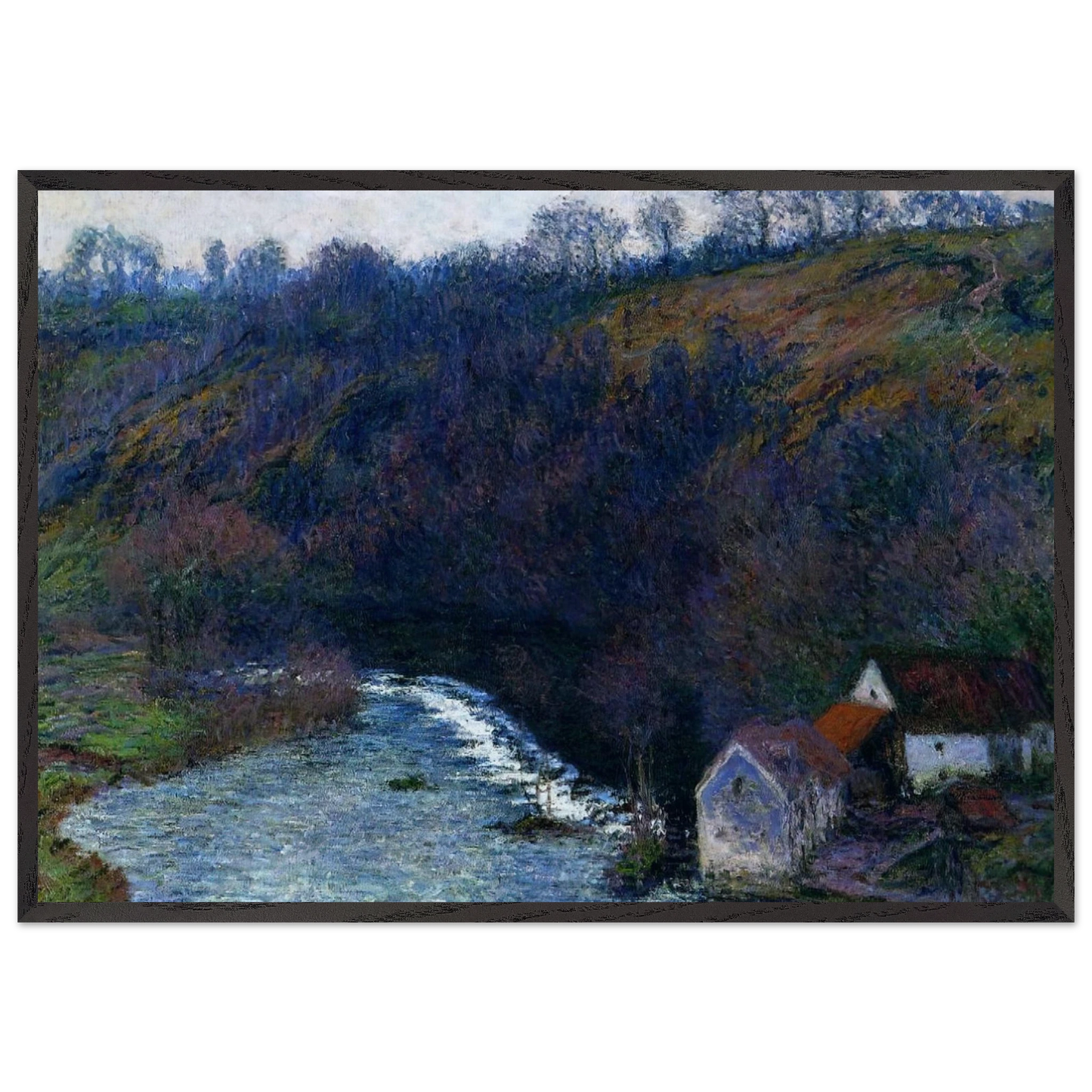 The Mill at Vervy - claude monet 70x100 cm / 28x40 inches Framed Art Print – Black Wooden Frame