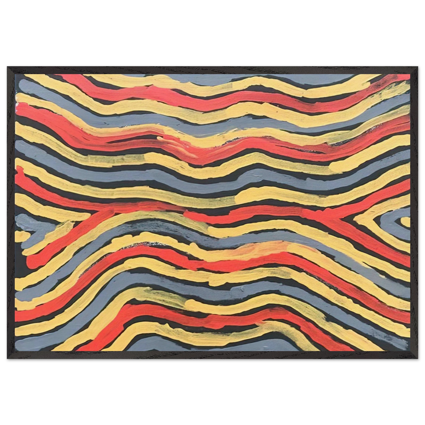 Worm Dreaming - 1997 - Clifford Possum Tjapaltjarri 70x100 cm / 28x40 inches Framed Art Print – Black Wooden Frame