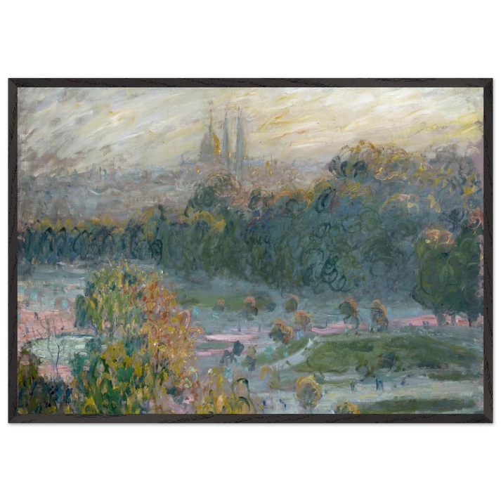 The Tuileries Study - claude monet 70x100 cm / 28x40 inches Framed Art Print – Black Wooden Frame