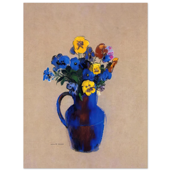 Odilon Redon - VASE OF FLOWERS PANSIES 75x100 cm / 30x40inches Fine Art Poster