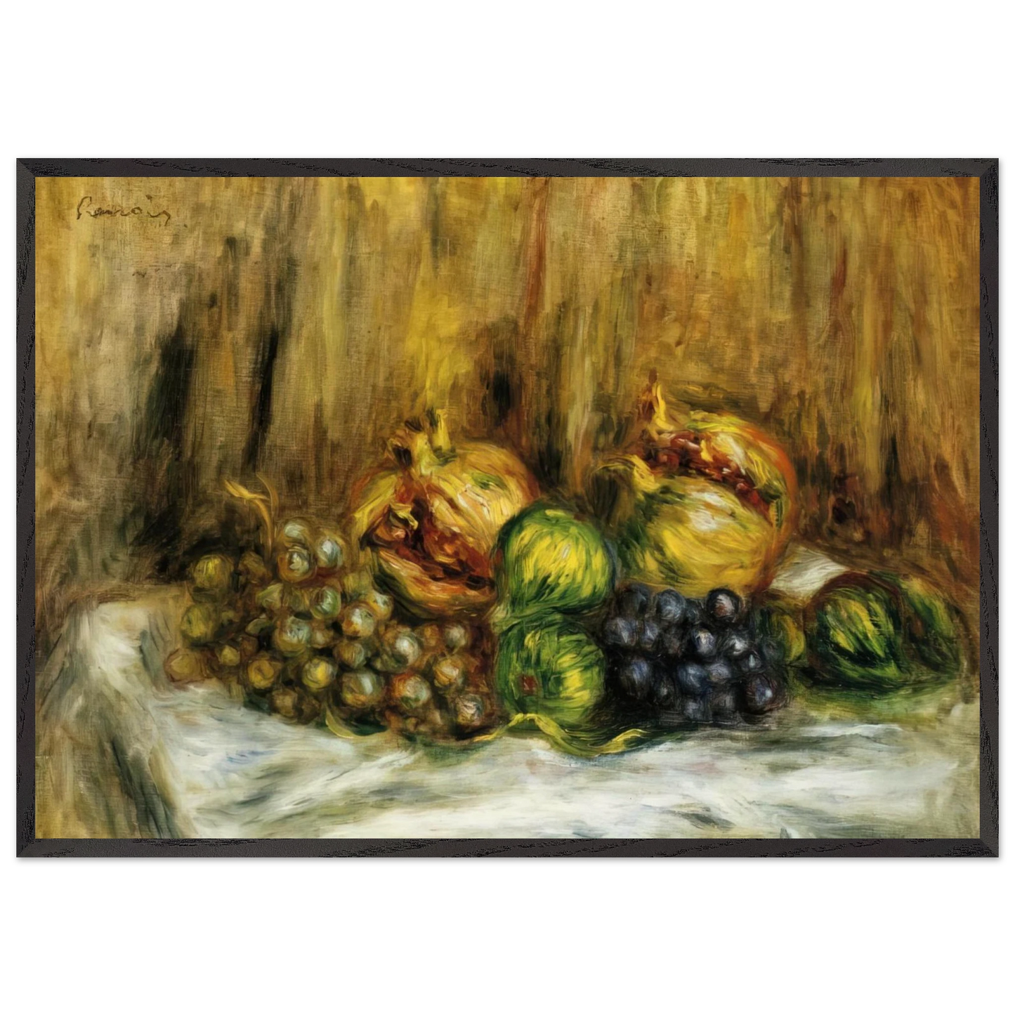Still Life with Grapes N1 - Pierre-Auguste Renoir 70x100 cm / 28x40 inches Framed Art Print – Black Wooden Frame