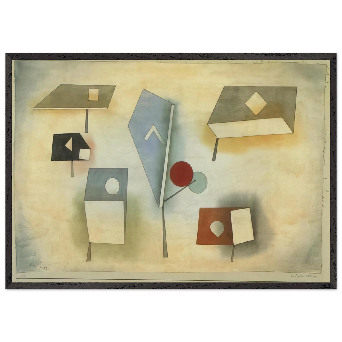 SIX SPECIES 1921 - Paul Klee 70x100 cm / 28x40 inches Framed Art Print – Black Wooden Frame