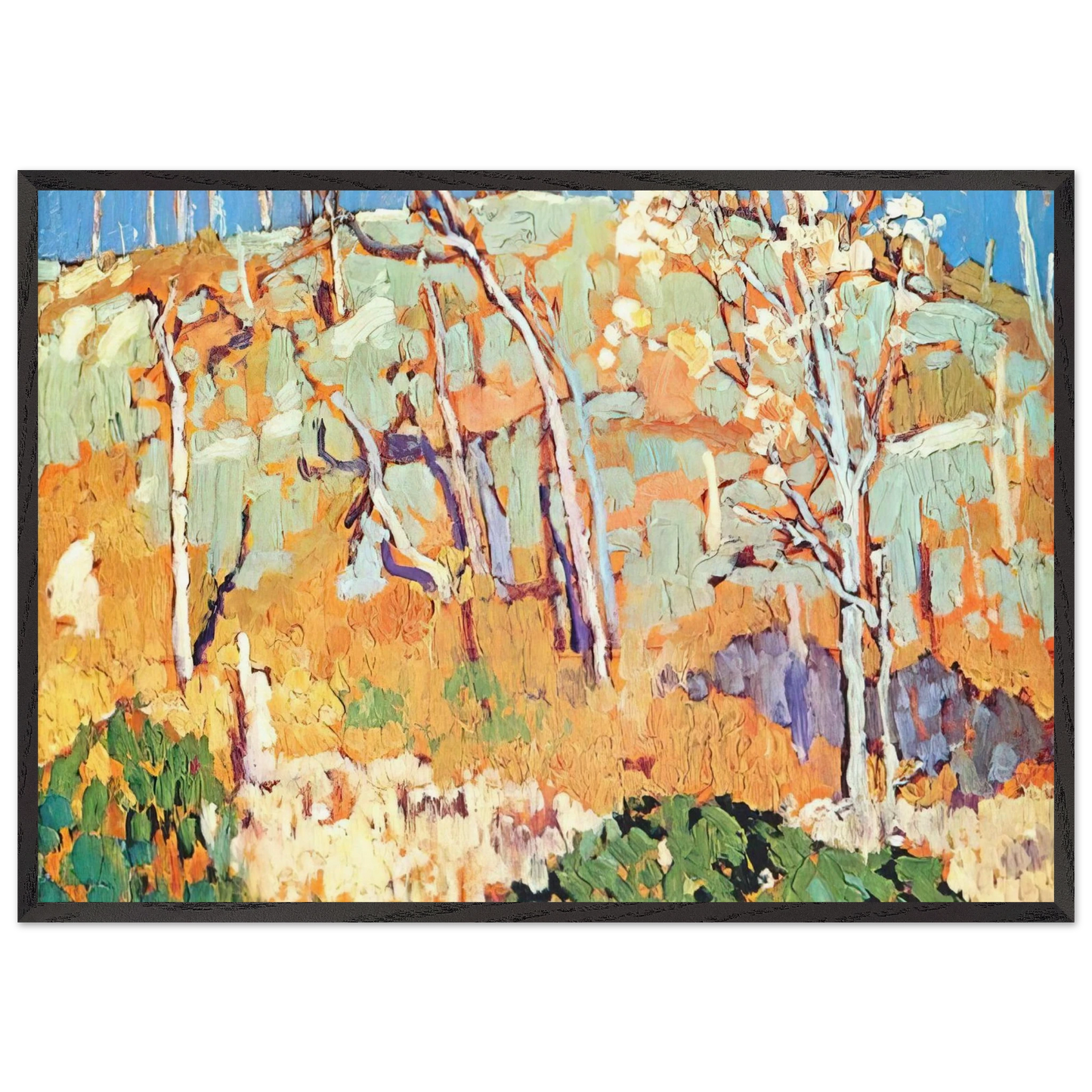 Patterned Hillside - 1918 - Frank Johnston 70x100 cm / 28x40 inches Framed Art Print – Black Wooden Frame