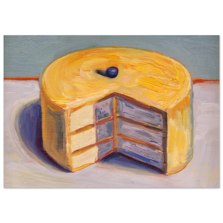Wayne Thiebaud - Lemon Cake - 1964 Wall Art - 60x80 cm / 24x32 inches - Premium Wooden Framed Poster With Fine Art Paper-canvas - Black frame