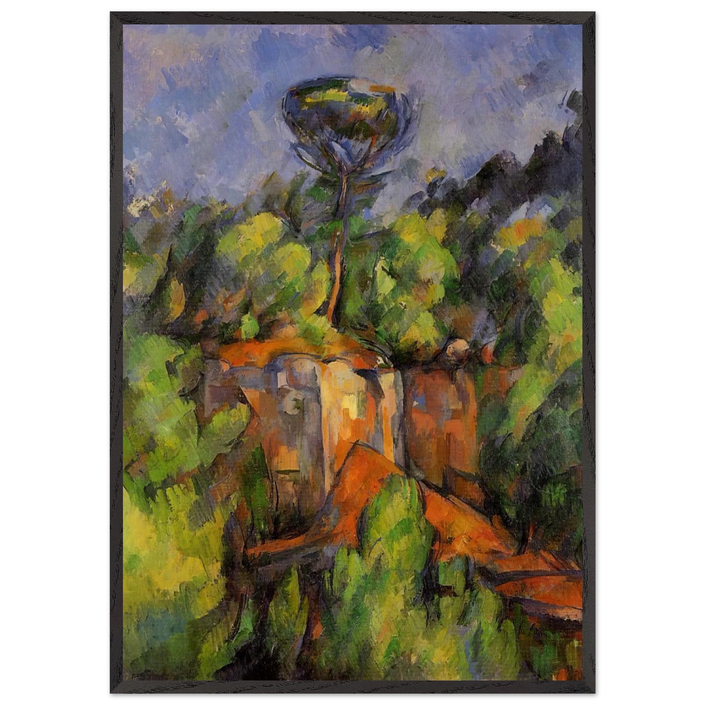 Bibemus Quarry - Paul Cezanne 70x100 cm / 28x40 inches Framed Art Print – Black Wooden Frame