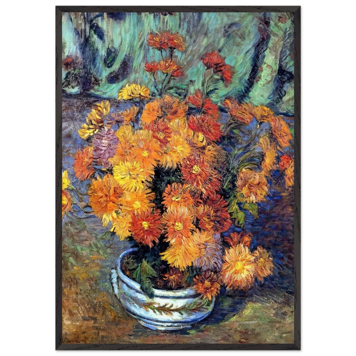 Vase de chrysanthemes - 1885 - Armand Guillaumin 70x100 cm / 28x40 inches Framed Art Print – Black Wooden Frame