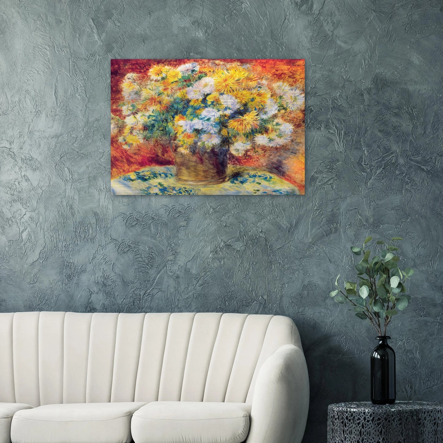 Chrysan the mums - Pierre-Auguste Renoir Brushed Aluminum Print - 70x100 cm / 28x40 inches | Pierre-Auguste Renoir Aluminum Print | Pierre-Auguste Renoir Prints