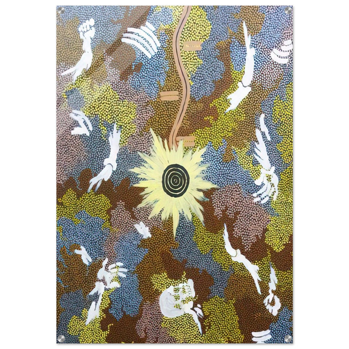 Lightning Dreaming Mount Allen - 1990 - Clifford Possum Tjapaltjarri Acrylic Print - 70x100 cm / 28x40″ inches | Clifford Possum Tjapaltjarri Wall Art | Clifford Possum Tjapaltjarri Prints