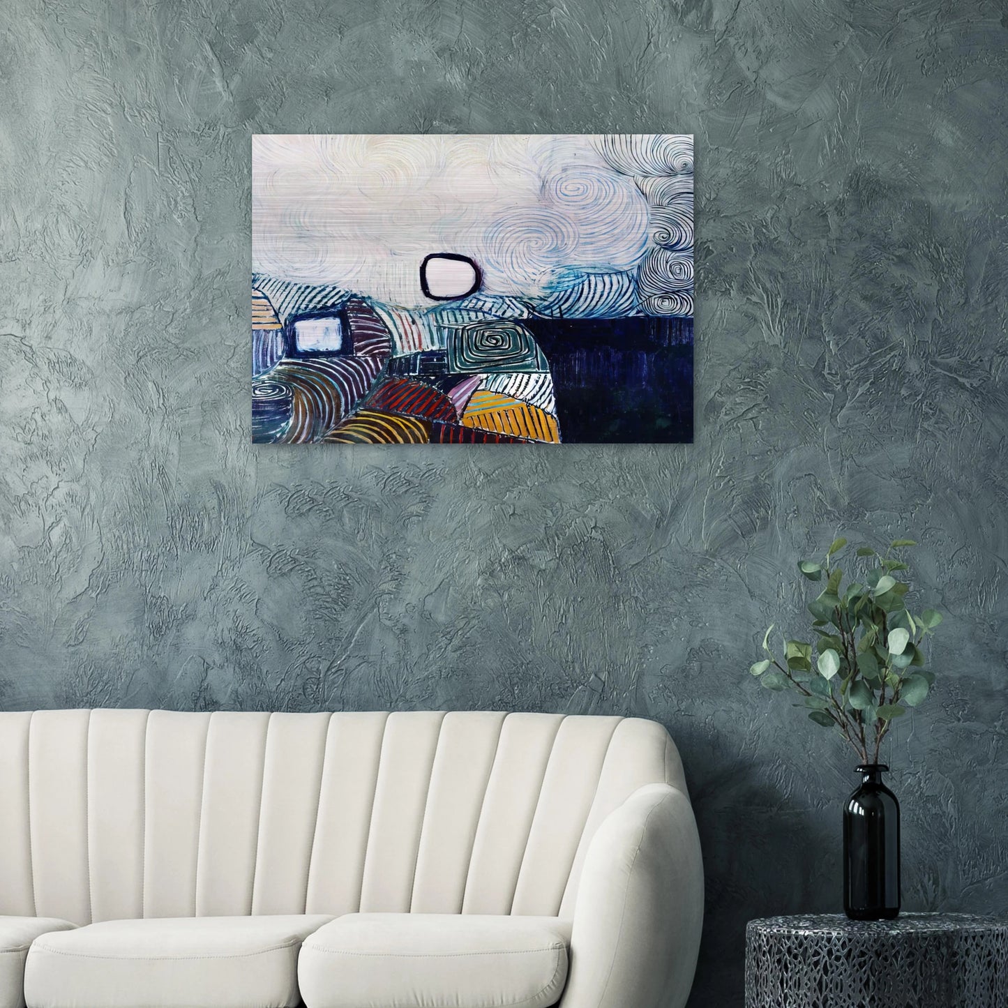 Spiral Development in Green Violet Blue Gold - 1951 - Victor Pasmore Brushed Aluminum Print - 70x100 cm / 28x40 inches | Victor Pasmore Aluminum Print | Victor Pasmore Prints