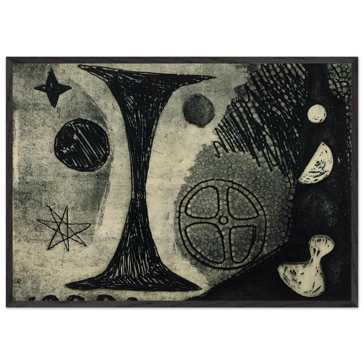 THE BIG I 1944 - Alexander Calder 70x100 cm / 28x40 inches Framed Art Print – Black Wooden Frame