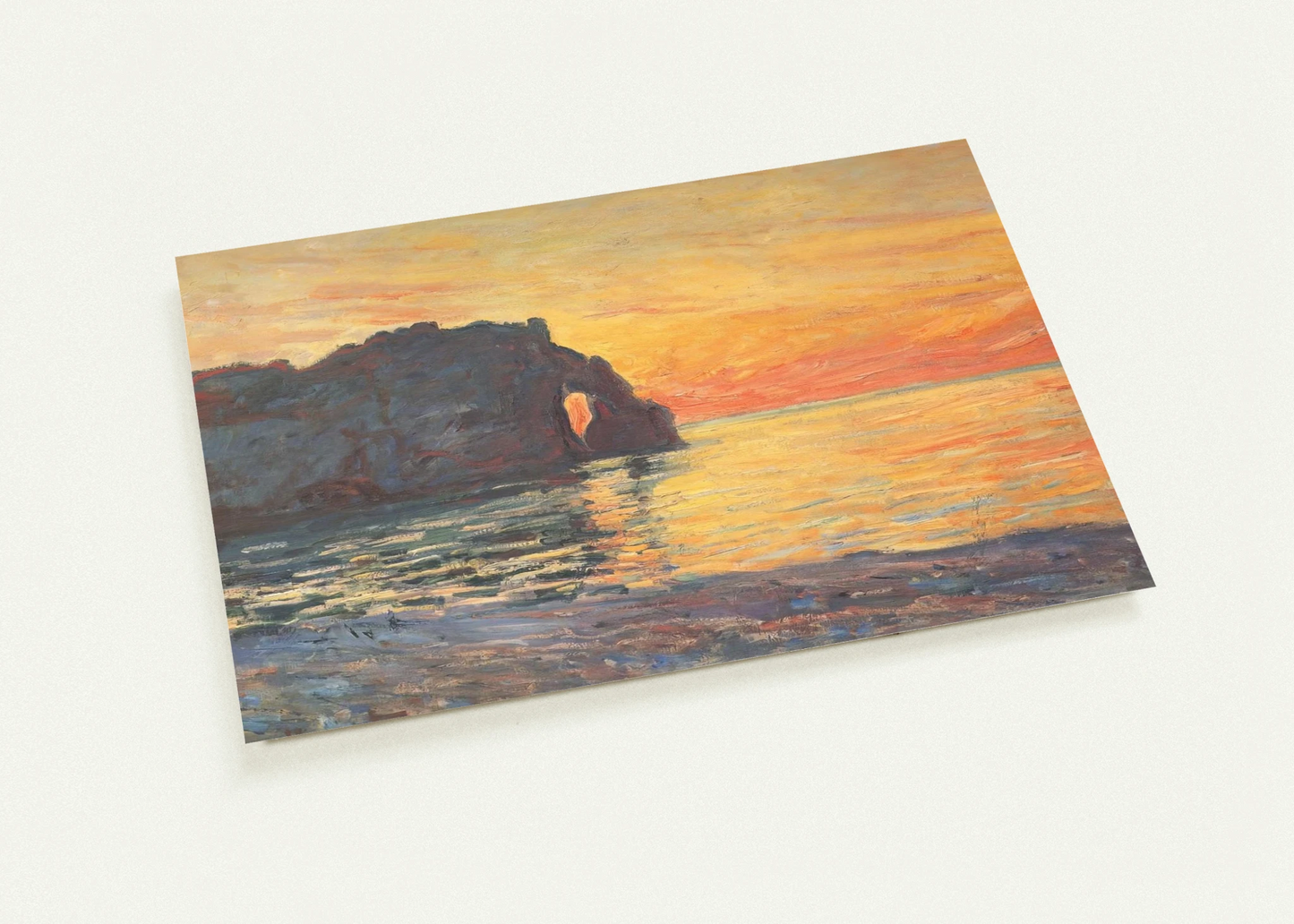 Etretat, Cliff of d`Aval, Sunset By claude monet Pack of 10 Post Cards | claude monet Post Cards | A6 (10.5 x 14.8 cm) - 4.1 x 5.8 inches