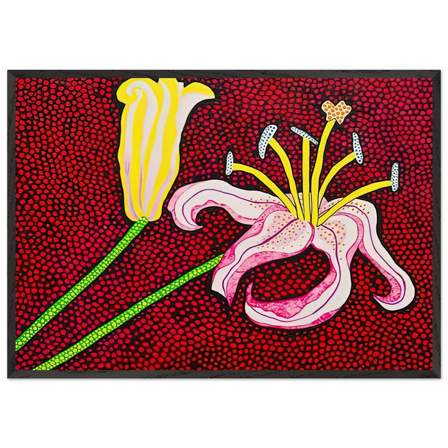 READY TO BLOSSOM IN THE MORNING 1989 - Yayoi Kusama 70x100 cm / 28x40 inches Framed Art Print – Black Wooden Frame