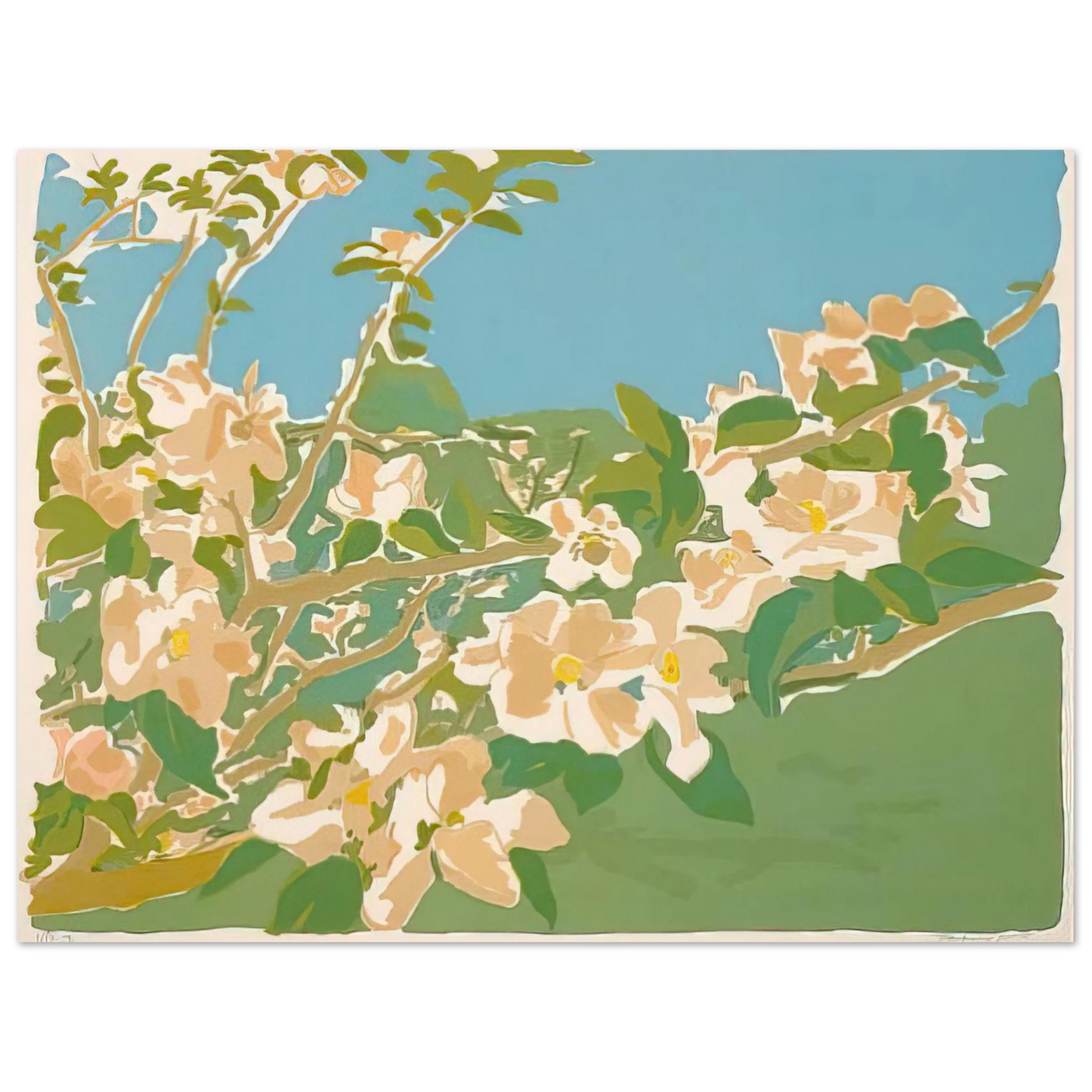 Fairfield Porter - APPLE BLOSSOMS II 1974 75x100 cm / 30x40inches Fine Art Poster