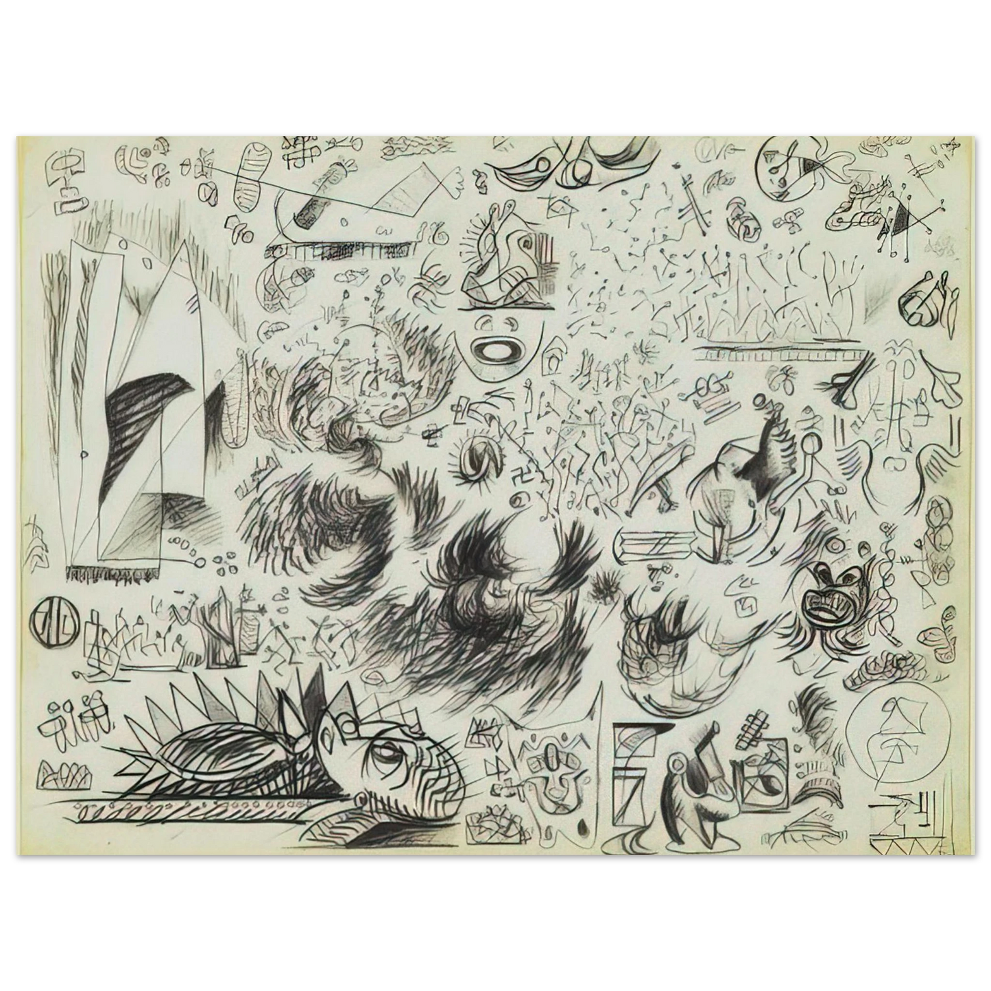 Jackson Pollock - SHEET OF STUDIES 1941 75x100 cm / 30x40inches Fine Art Poster