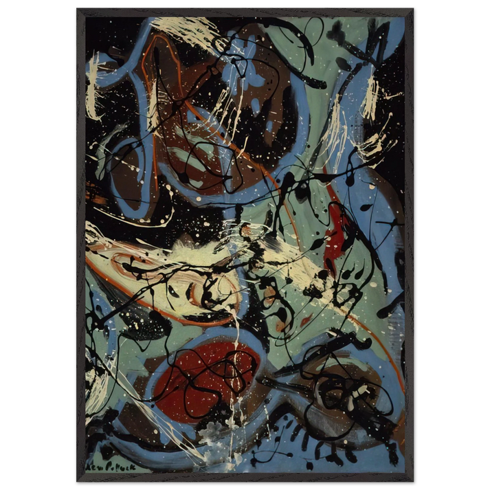 COMPOSITION WITH POURING II - Jackson Pollock 70x100 cm / 28x40 inches Framed Art Print – Black Wooden Frame