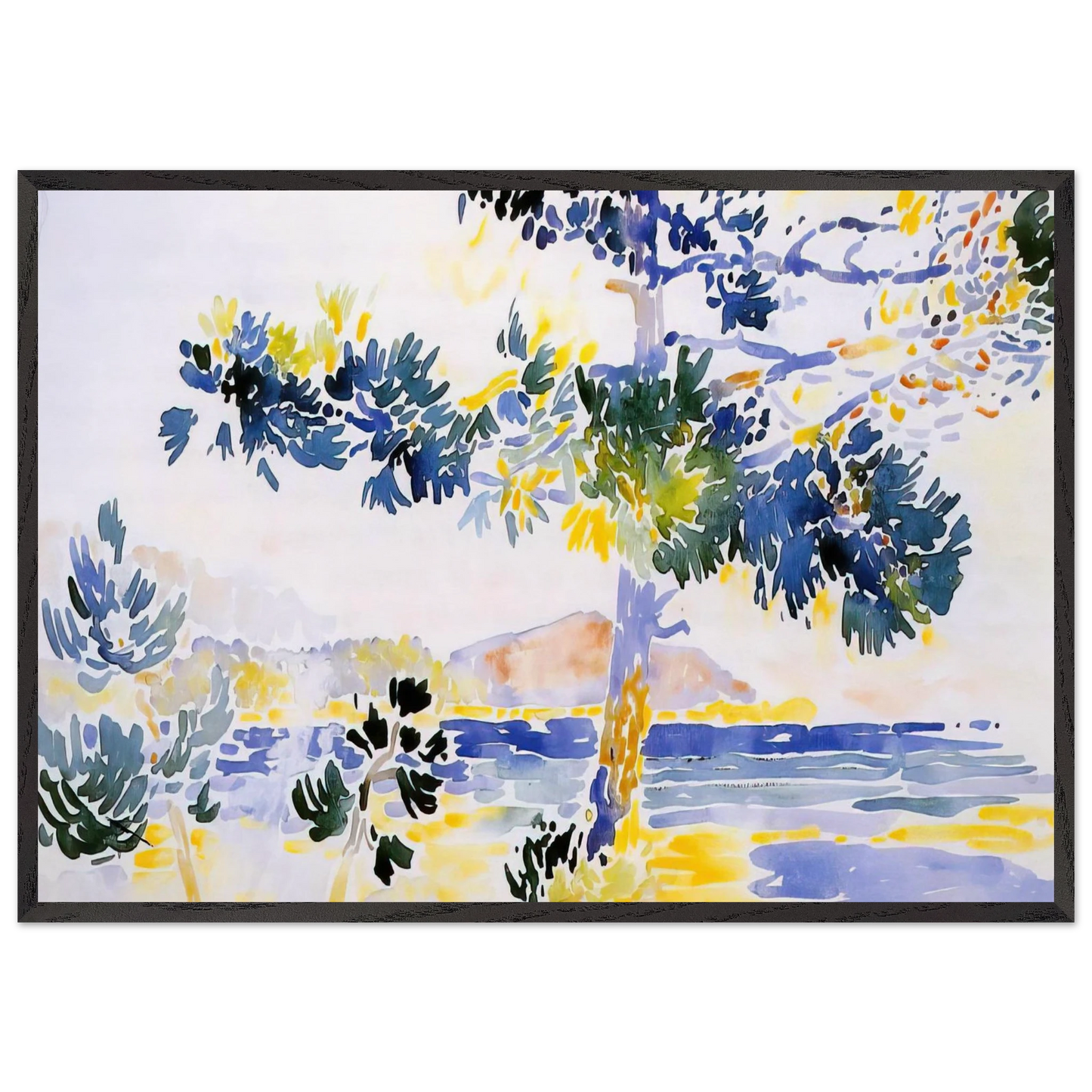 Saint-Clair Landscape - Henri-Edmond Cross 70x100 cm / 28x40 inches Framed Art Print – Black Wooden Frame