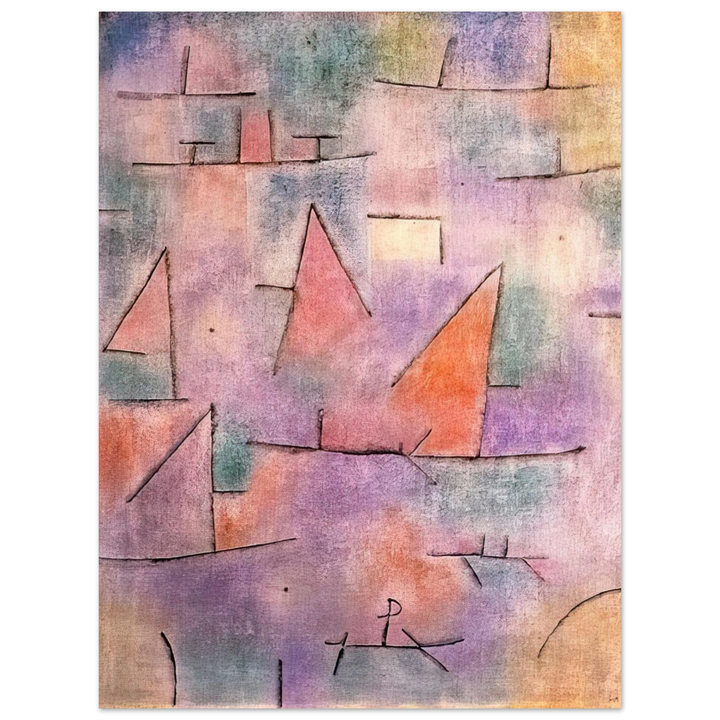 Paul Klee - HARBOUR WITH SAILING SHIPS 1937 75x100 cm / 30x40inches Fine Art Poster