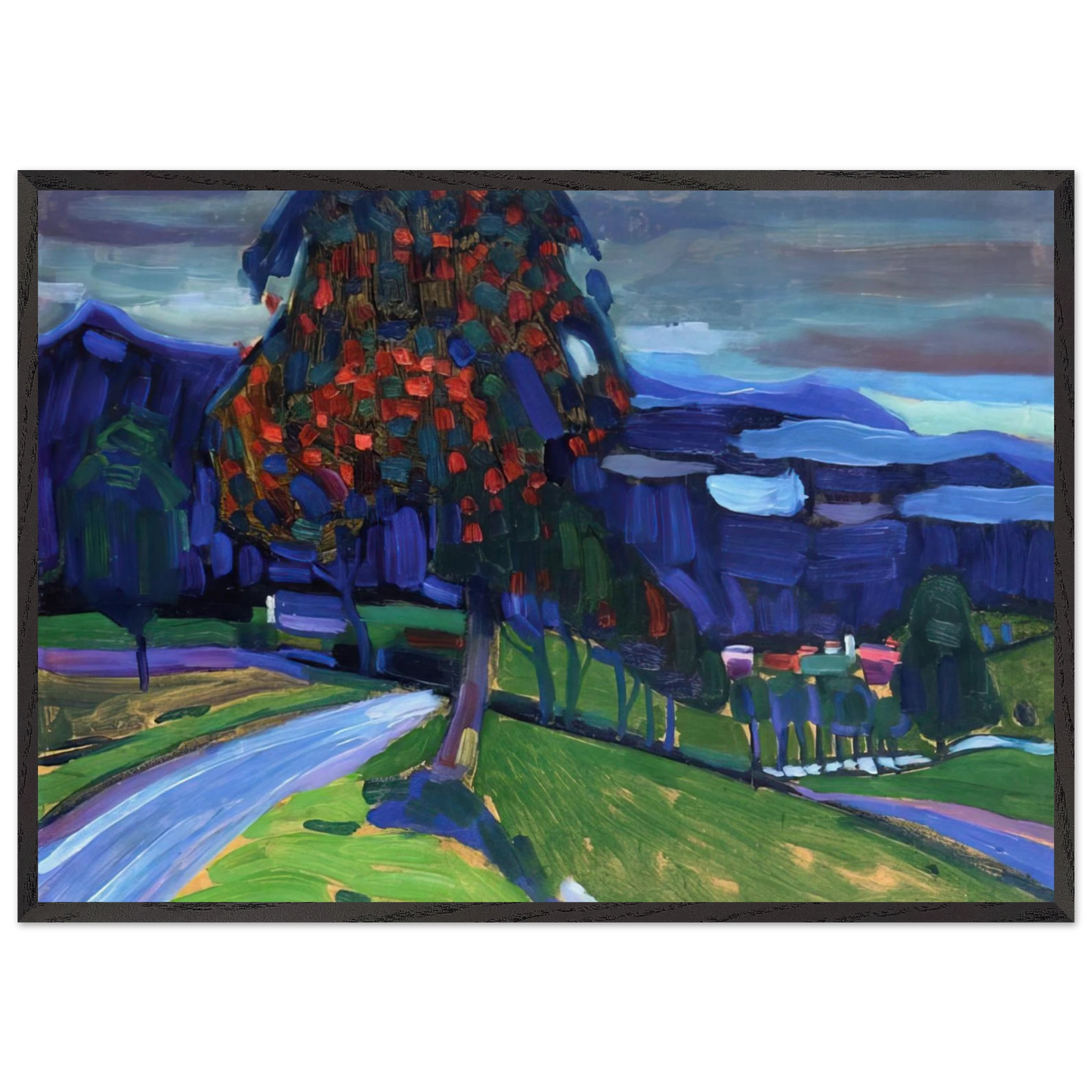AUTUMN IN MURNAU 1908 - Wassily Kandinsky 70x100 cm / 28x40 inches Framed Art Print – Black Wooden Frame