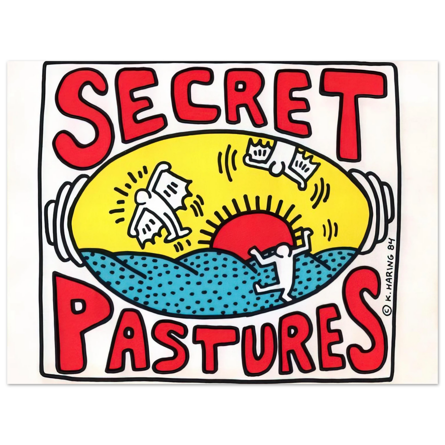 Keith Haring - PROMOTIONAL POSTER FOR SECRET PASTURES 1984 75x100 cm / 30x40inches Fine Art Poster | Keith Haring Art For Sale