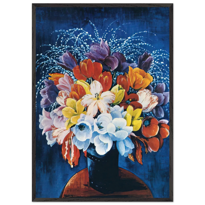 BOUQUET OF TULIPS - Moise Kisling 70x100 cm / 28x40 inches Framed Art Print – Black Wooden Frame