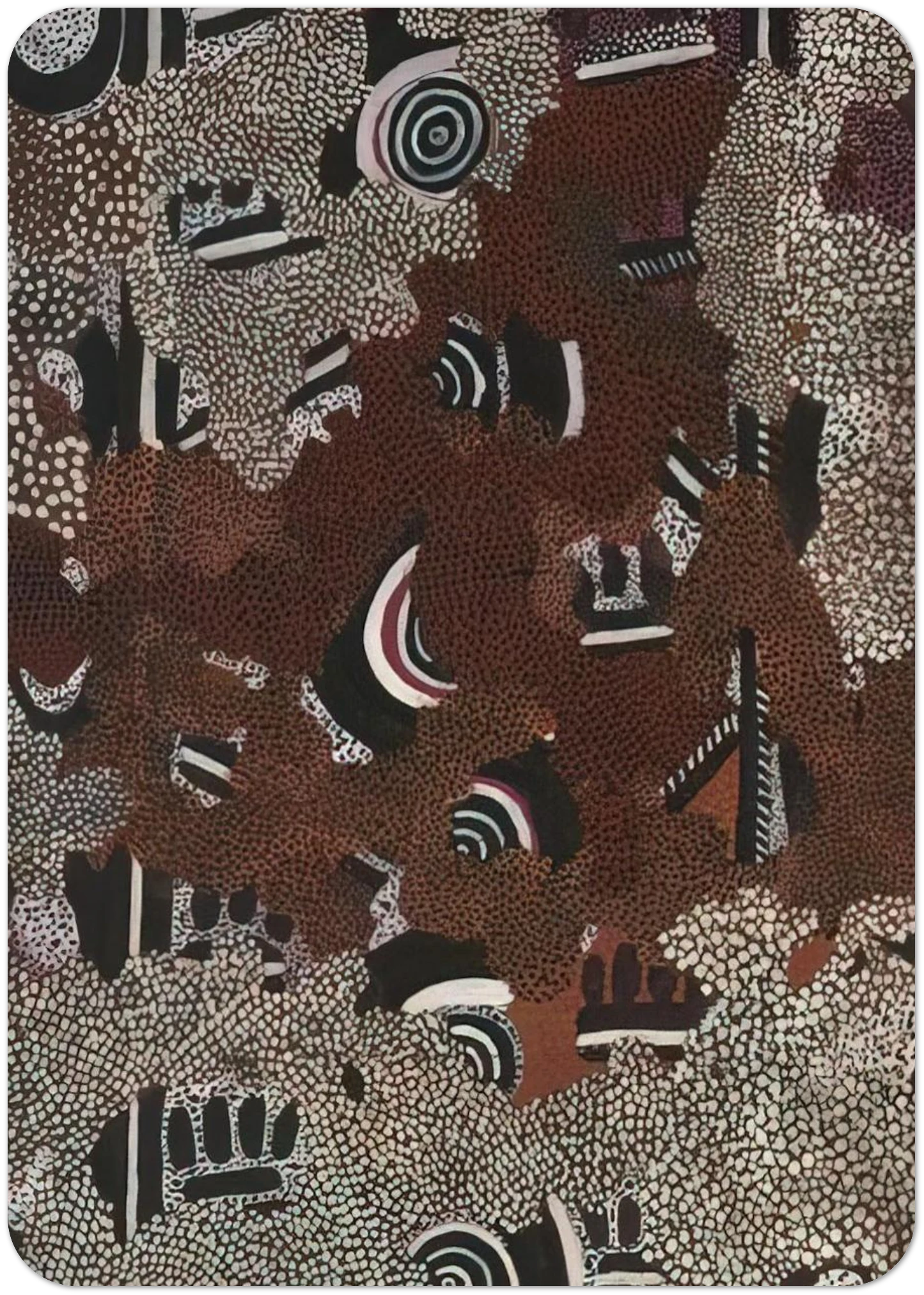 Bush Fire II - 1972 By Clifford Possum Tjapaltjarri Pack of 10 Post Cards | Clifford Possum Tjapaltjarri Post Cards | A6 (10.5 x 14.8 cm) - 4.1 x 5.8 inches