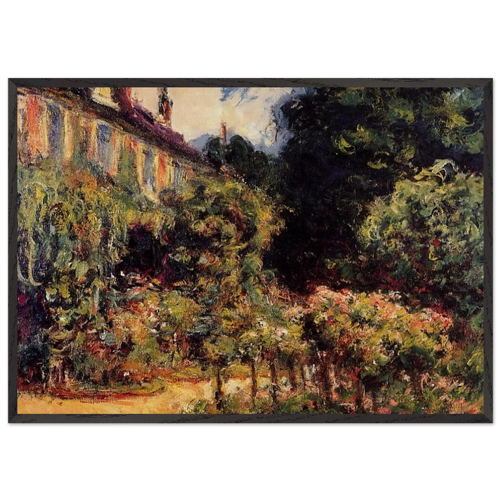 The Artists House at Giverny - claude monet 70x100 cm / 28x40 inches Framed Art Print – Black Wooden Frame
