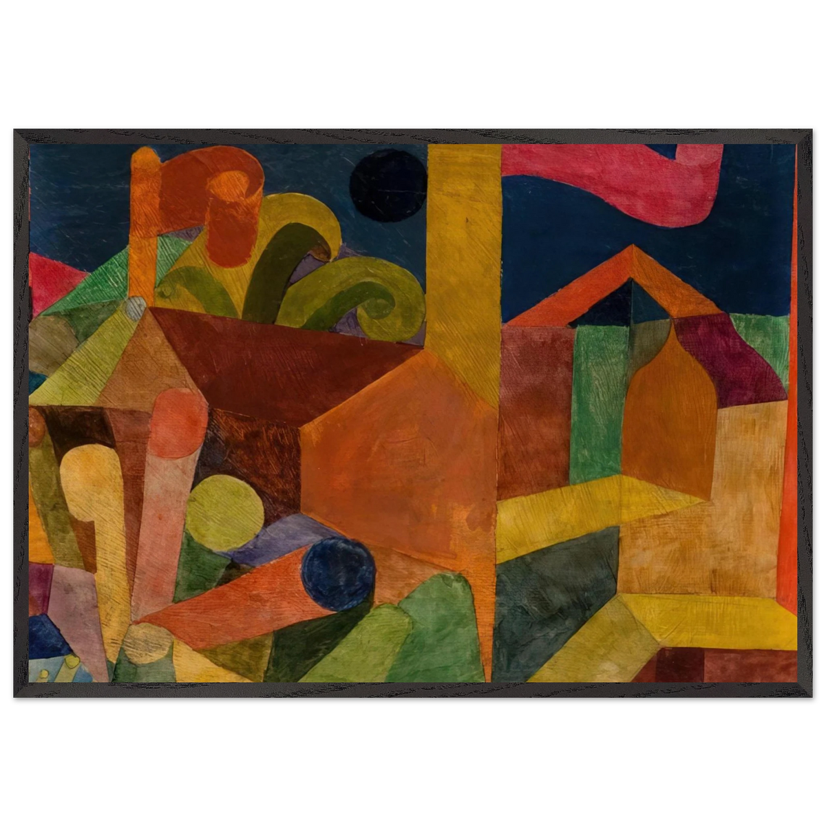 LANDSCAPE WITH FLAGS 1914 - Paul Klee 70x100 cm / 28x40 inches Framed Art Print – Black Wooden Frame