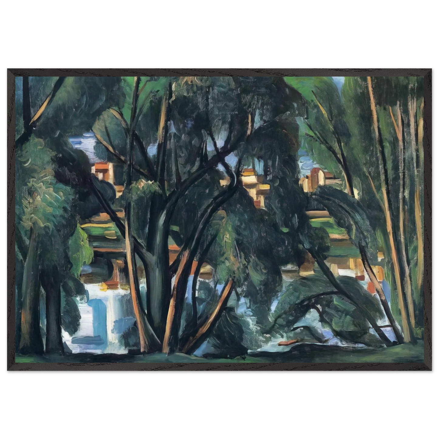 TREES ON THE BANKS OF THE SEINE 1913 - Andre Derain 70x100 cm / 28x40 inches Framed Art Print – Black Wooden Frame