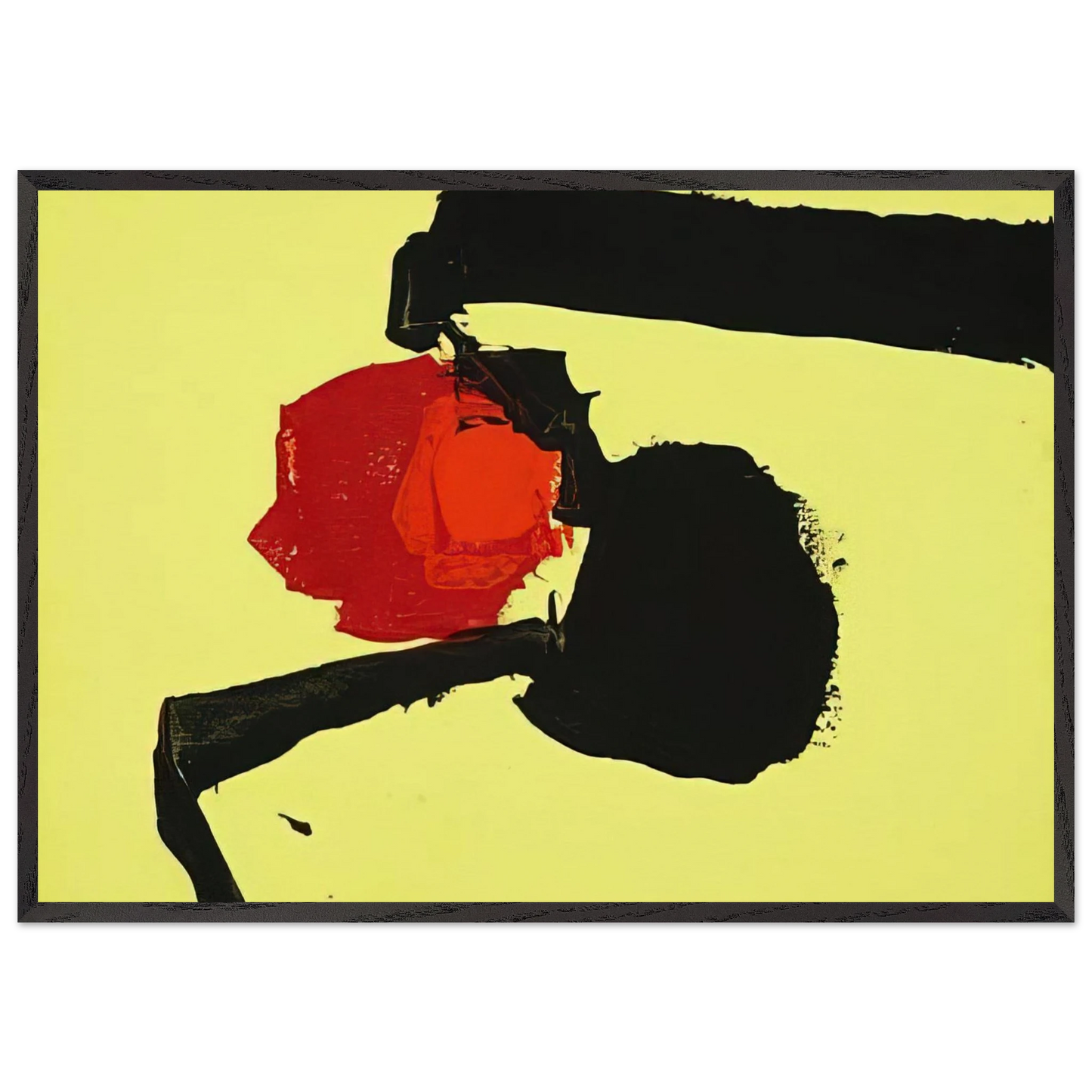 UNTITLED ABSTRACT IN YELLOW BLACK AND RED 1967 - Luis Feito 70x100 cm / 28x40 inches Framed Art Print – Black Wooden Frame
