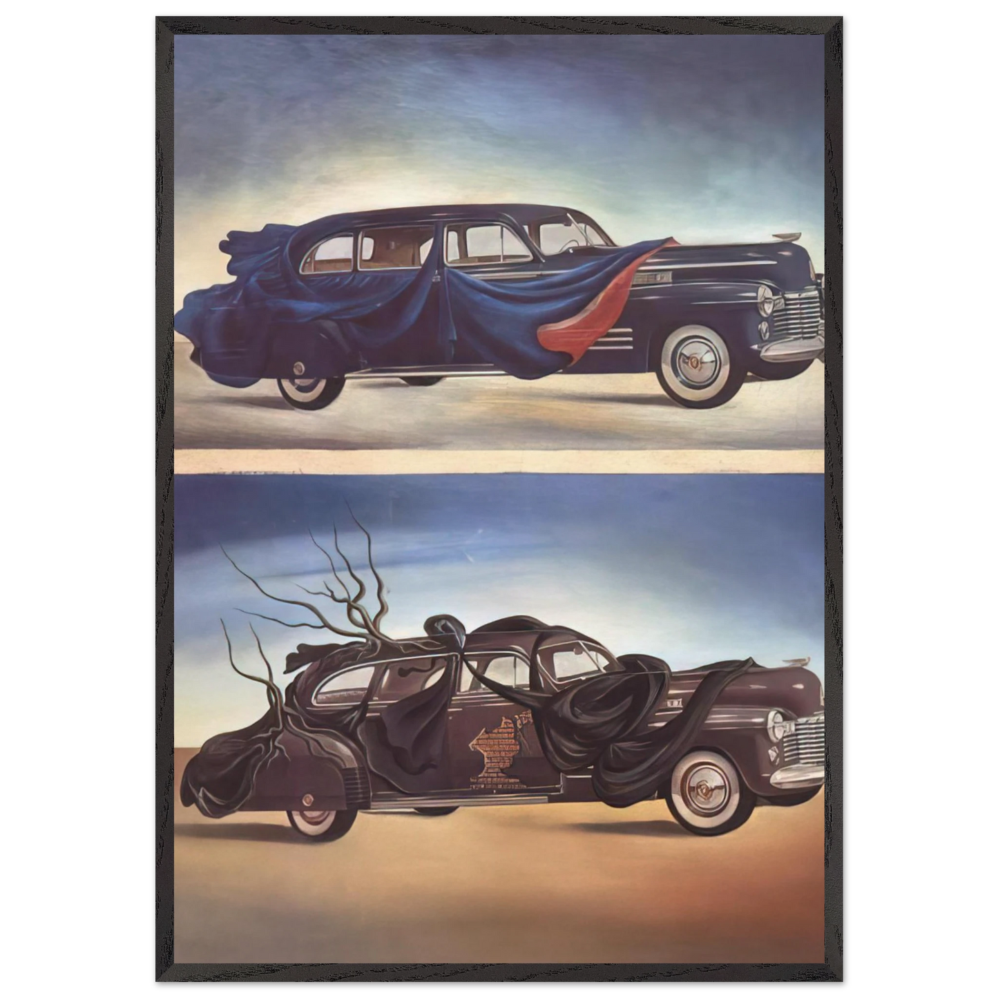 CAR CLOTHING CLOTHED AUTOMOBILE - Salvador Dali 70x100 cm / 28x40 inches Framed Art Print – Black Wooden Frame