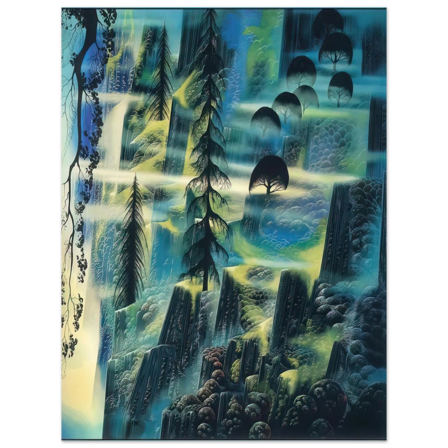 Eyvind Earle - Where Eagles Fly 75x100 cm / 30x40inches Fine Art Poster