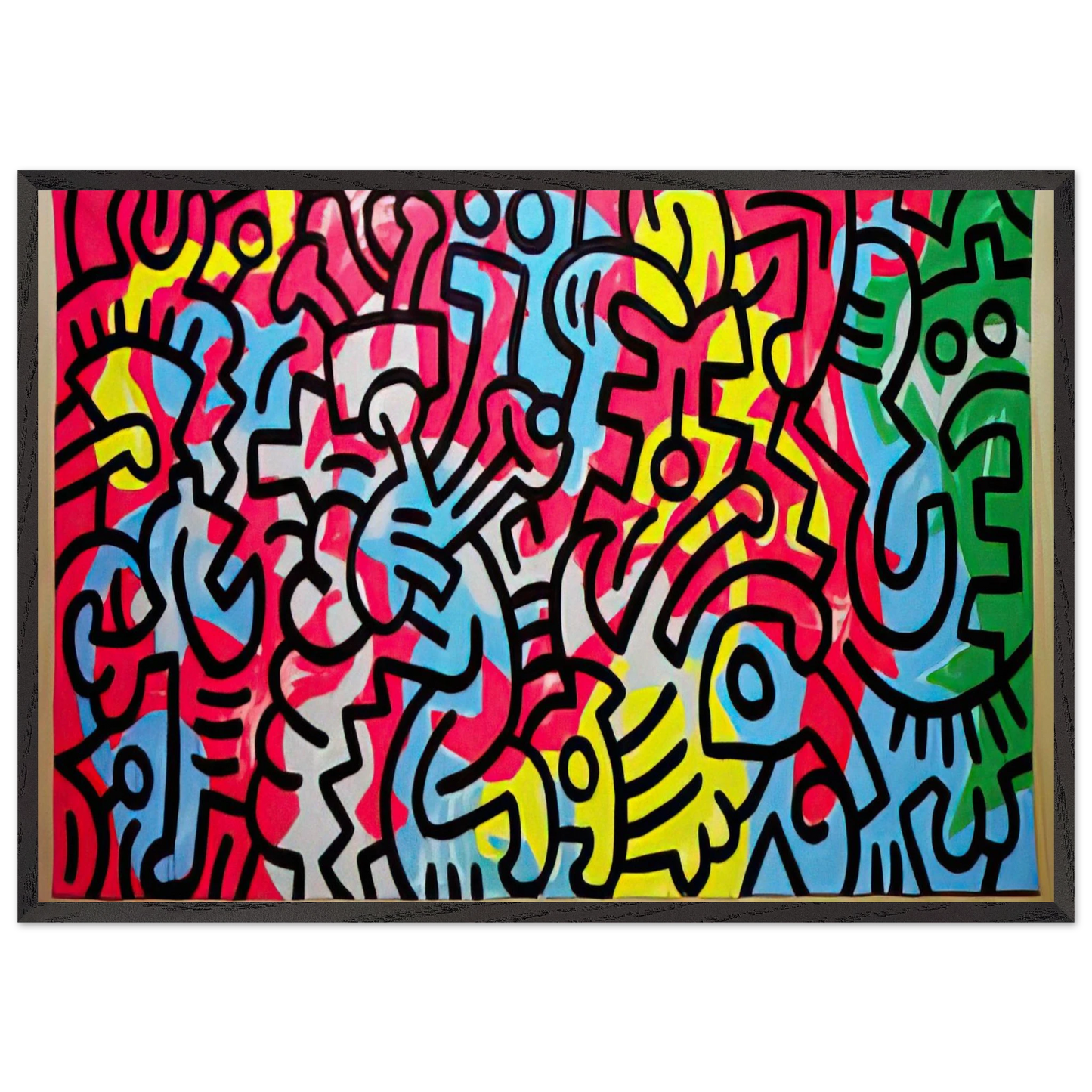 UNTITLED 1987 N2 - Keith Haring 70x100 cm / 28x40 inches Framed Art Print – Black Wooden Frame | Keith Haring Art For Sale