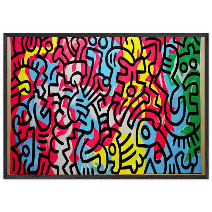 UNTITLED 1987 N2 - Keith Haring 70x100 cm / 28x40 inches Framed Art Print – Black Wooden Frame | Keith Haring Art For Sale