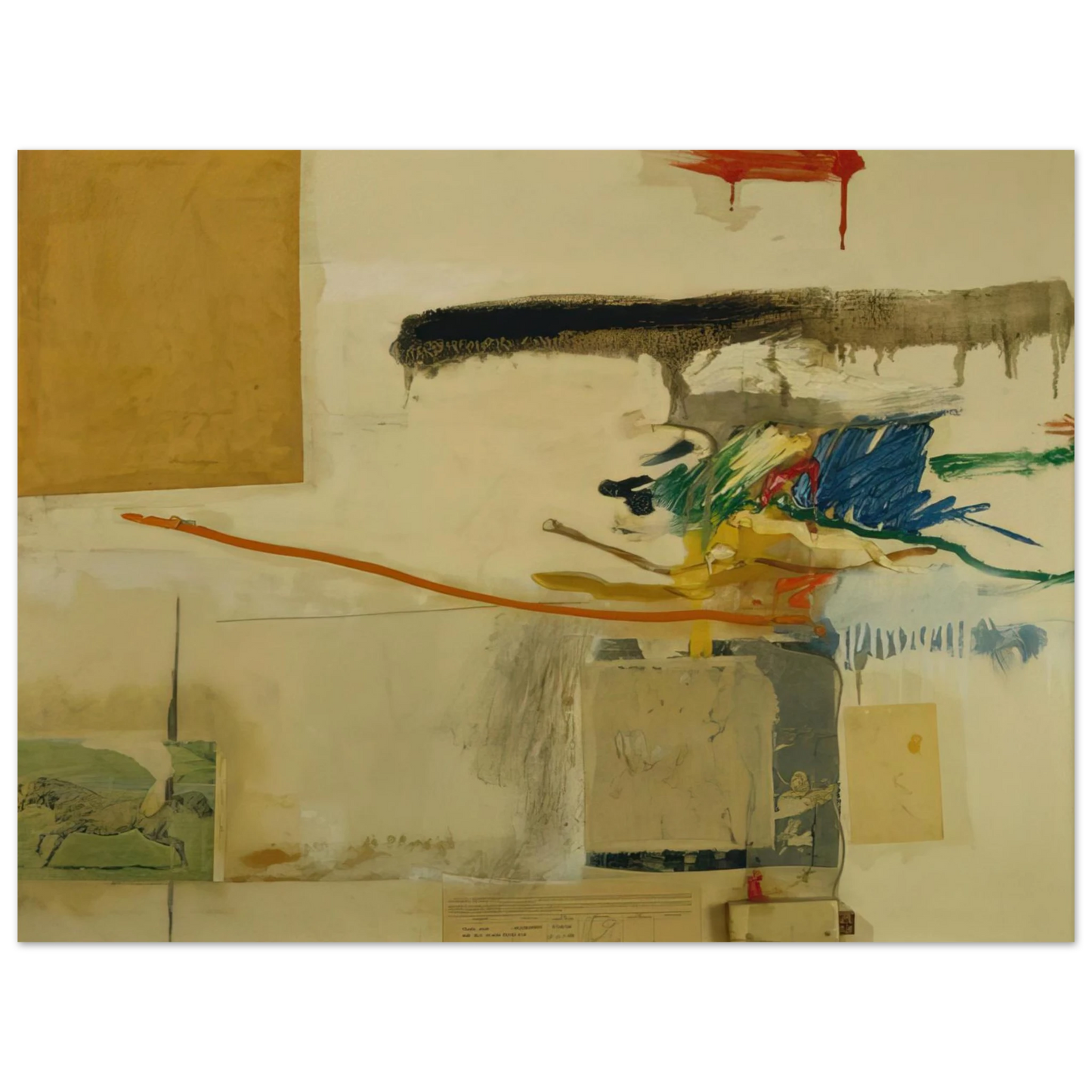 Robert Rauschenberg - UNTITLED FORMERLY TITLED COLLAGE WITH HORSE 1957 75x100 cm / 30x40inches Fine Art Poster
