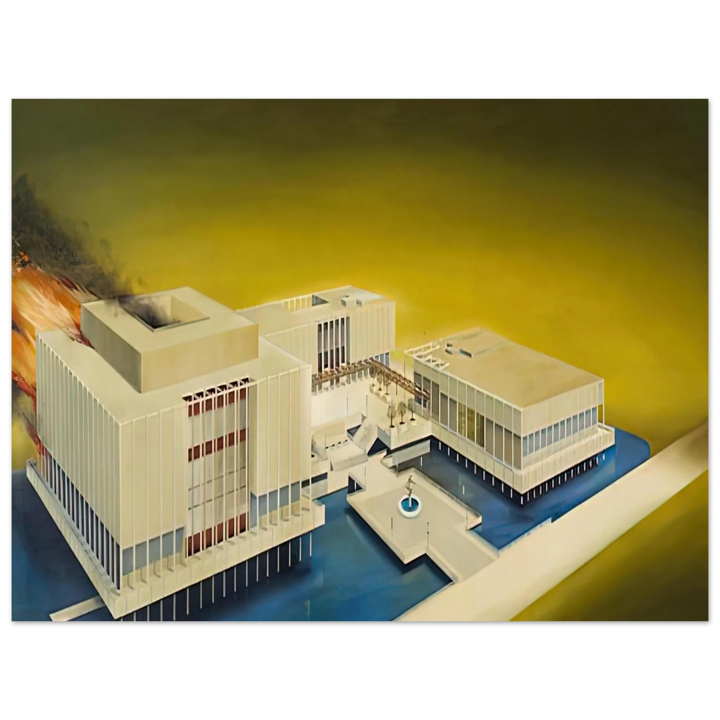 Edward Ruscha - THE LOS ANGELES COUNTY MUSEUM ON FIRE 1968 75x100 cm / 30x40inches Fine Art Poster