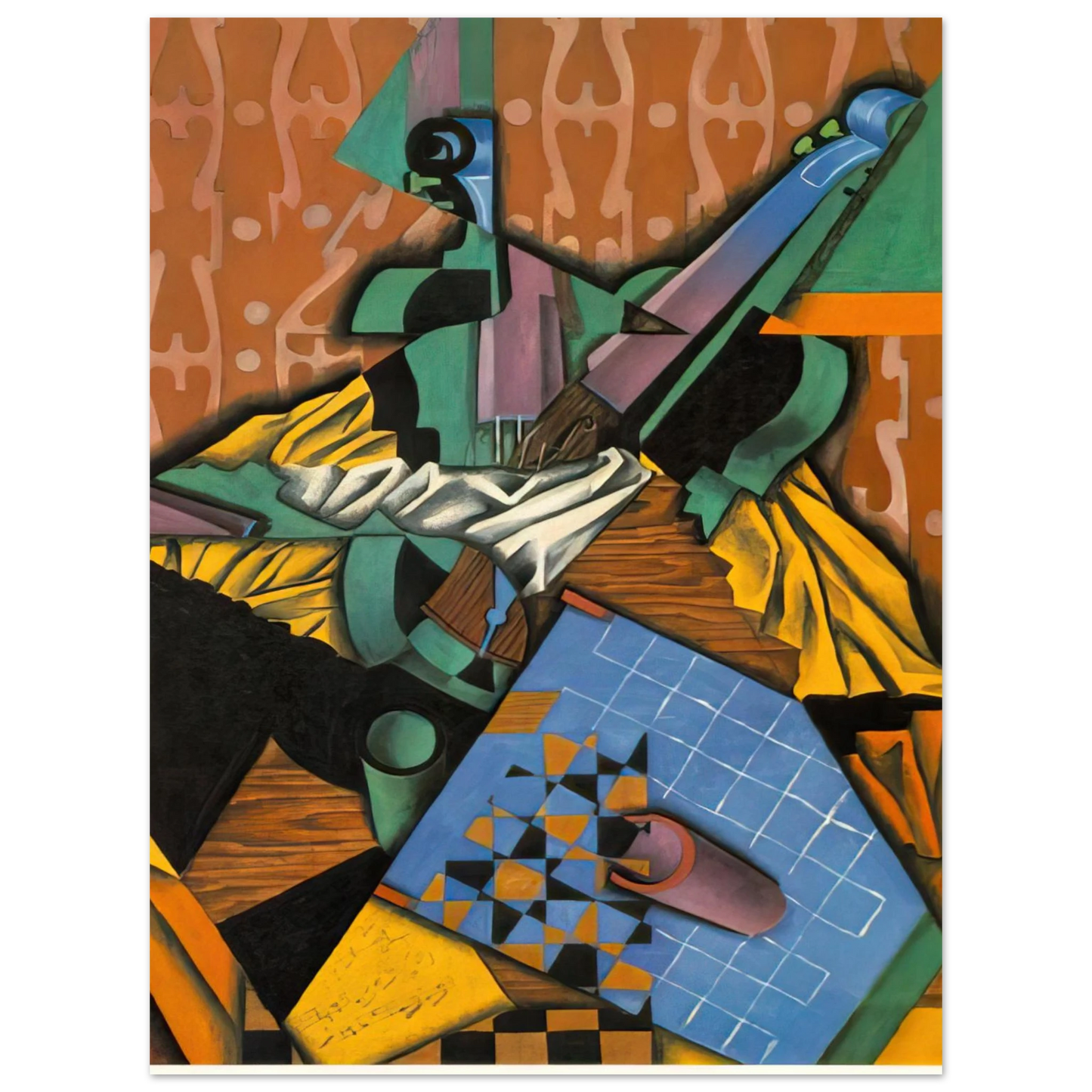 Juan Gris - PHOTOGRAPH OF VIOLIN AND CHECKERBOARD 1913 75x100 cm / 30x40inches Fine Art Poster