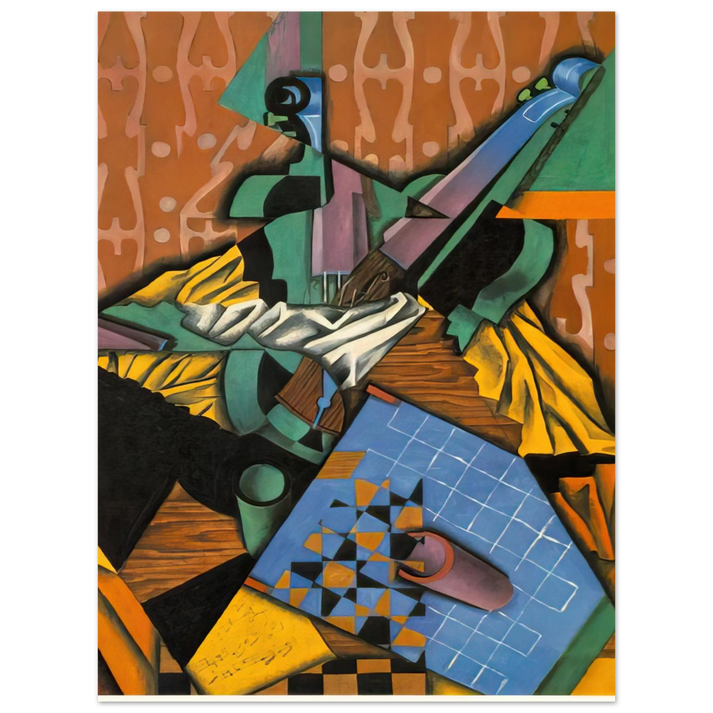 Juan Gris - PHOTOGRAPH OF VIOLIN AND CHECKERBOARD 1913 75x100 cm / 30x40inches Fine Art Poster