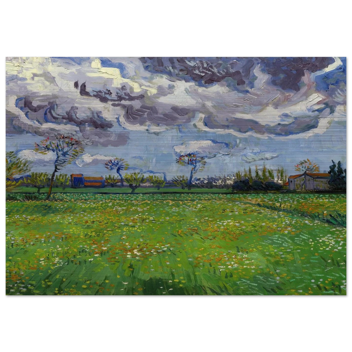 Landscape under a Stormy Sky - Vincent van Gogh Brushed Aluminum Print - 70x100 cm / 28x40 inches | Vincent van Gogh Aluminum Print | Vincent van Gogh Prints