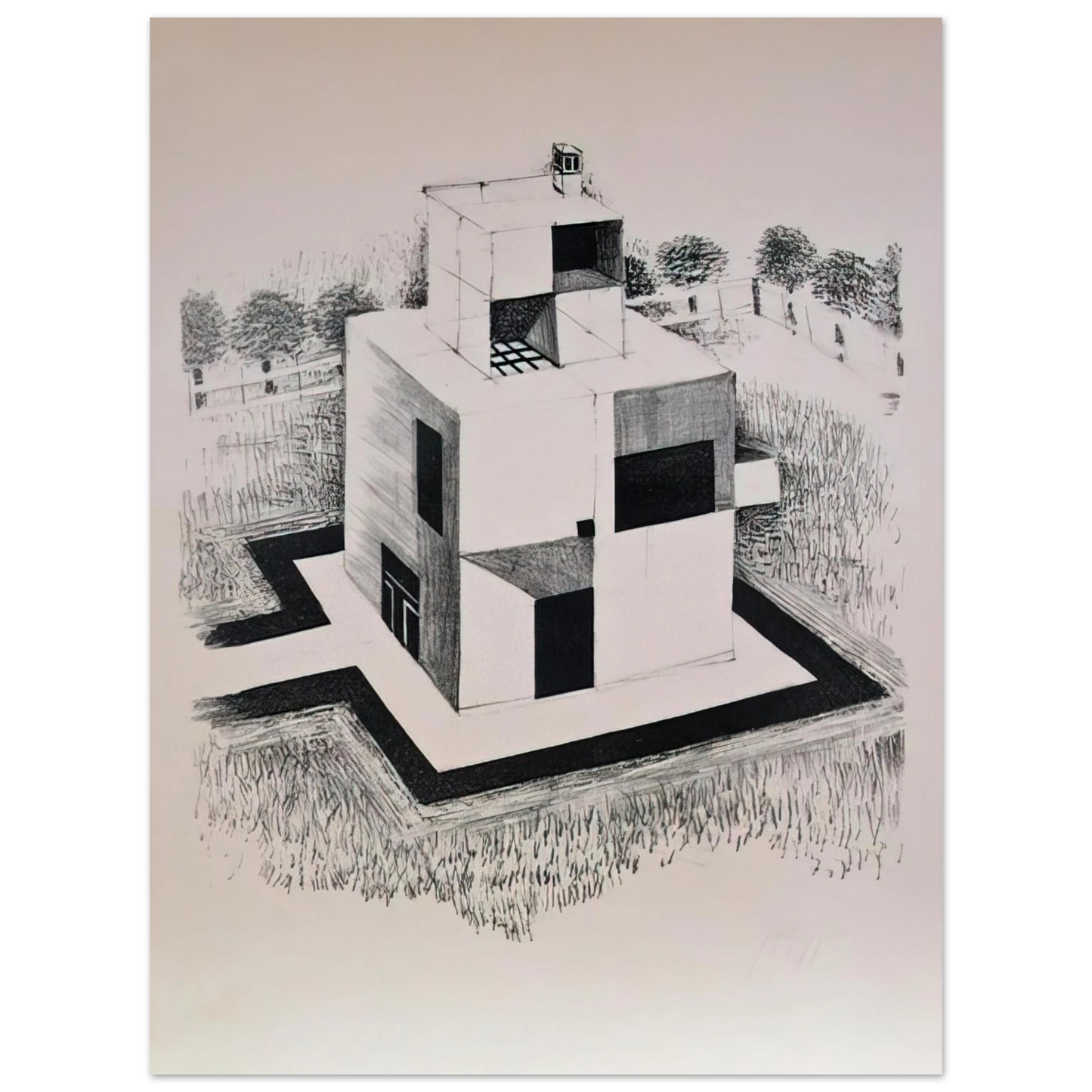 Johannes Itten - Haus Des Weissen Mannes - 1924 75x100 cm / 30x40inches Fine Art Poster