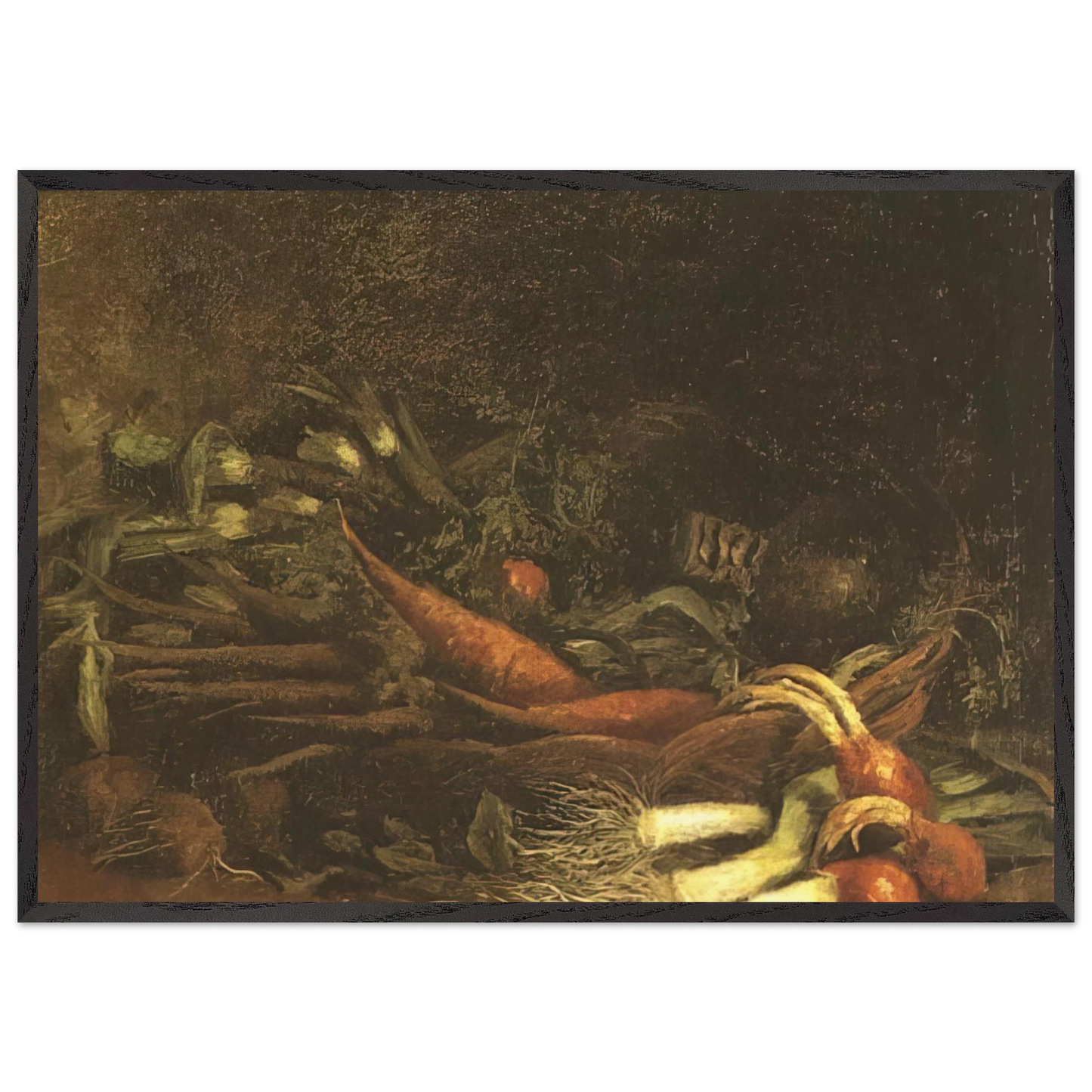Still life with a basket of vegetables - Vincent van Gogh 70x100 cm / 28x40 inches Framed Art Print – Black Wooden Frame