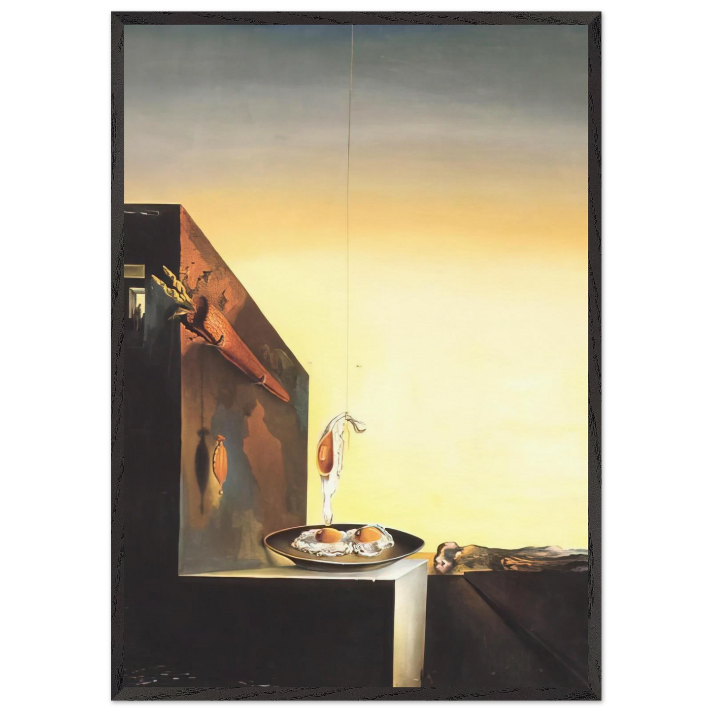 EGGS ON PLATE WITHOUT THE FLAT - Salvador Dali 70x100 cm / 28x40 inches Framed Art Print – Black Wooden Frame