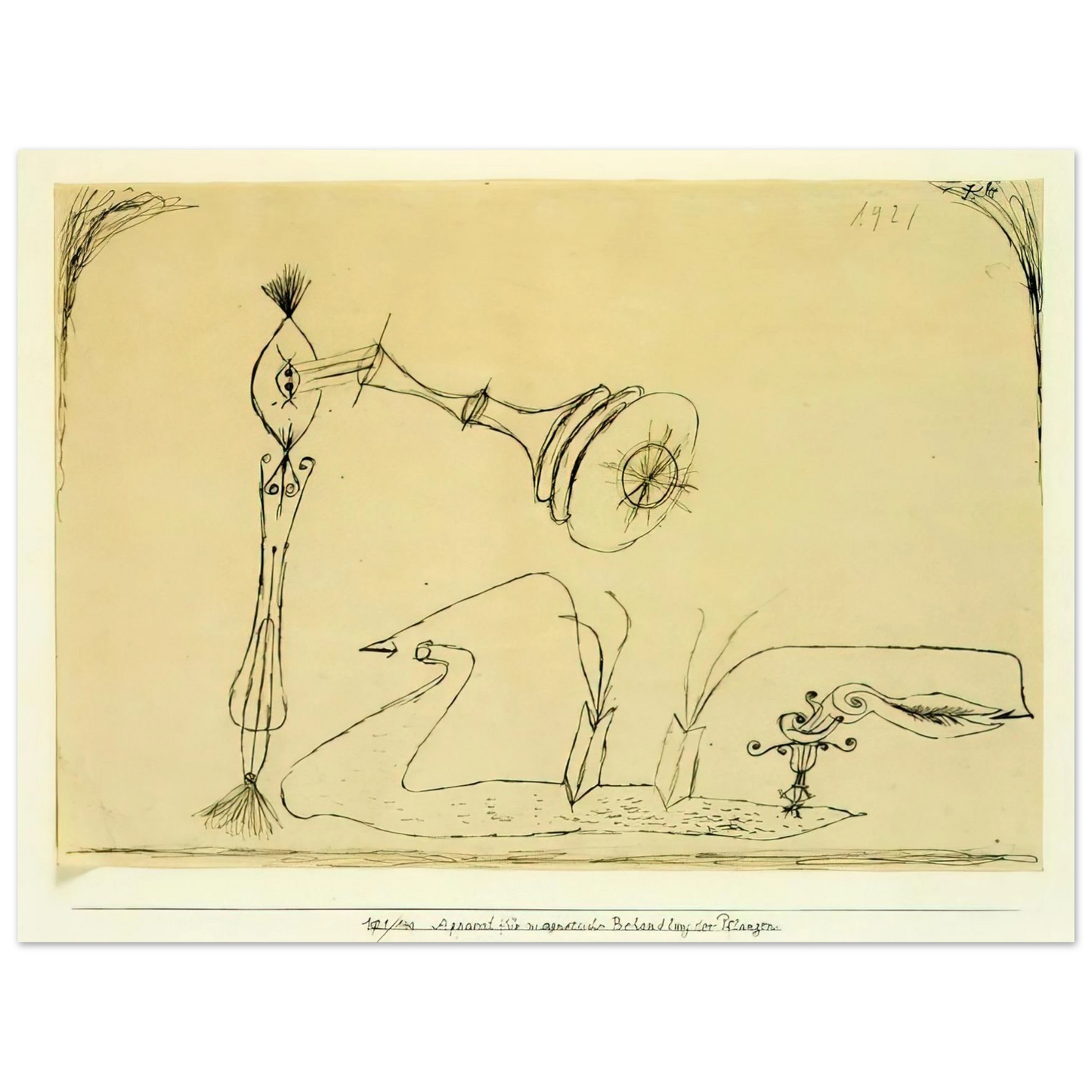 Paul Klee - APPARATUS FOR THE MAGNETIC TREATMENT OF PLANTS 1908 75x100 cm / 30x40inches Fine Art Poster