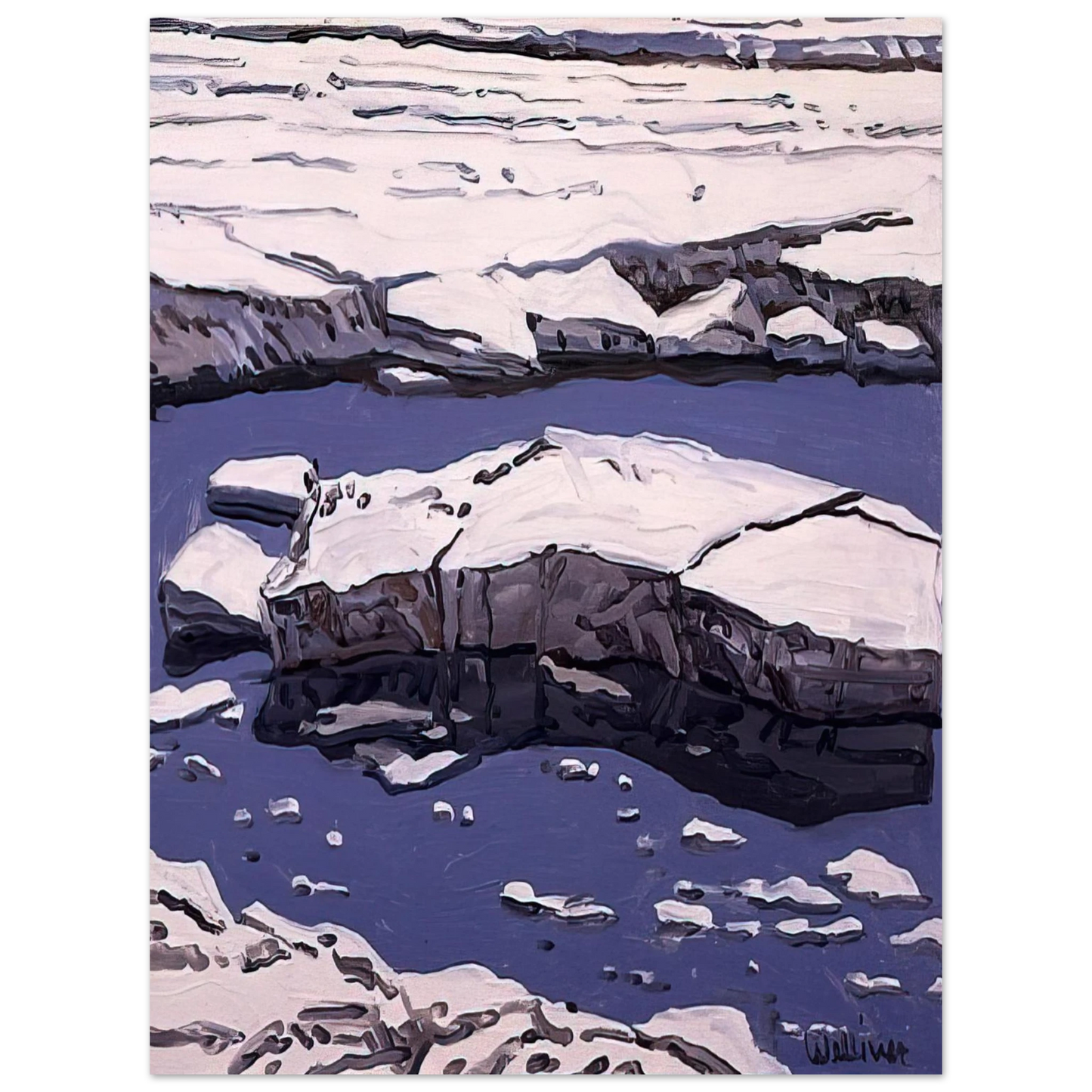 Neil Welliver - Study for Ice Flow, Allagash - 1996 75x100 cm / 30x40inches Fine Art Poster