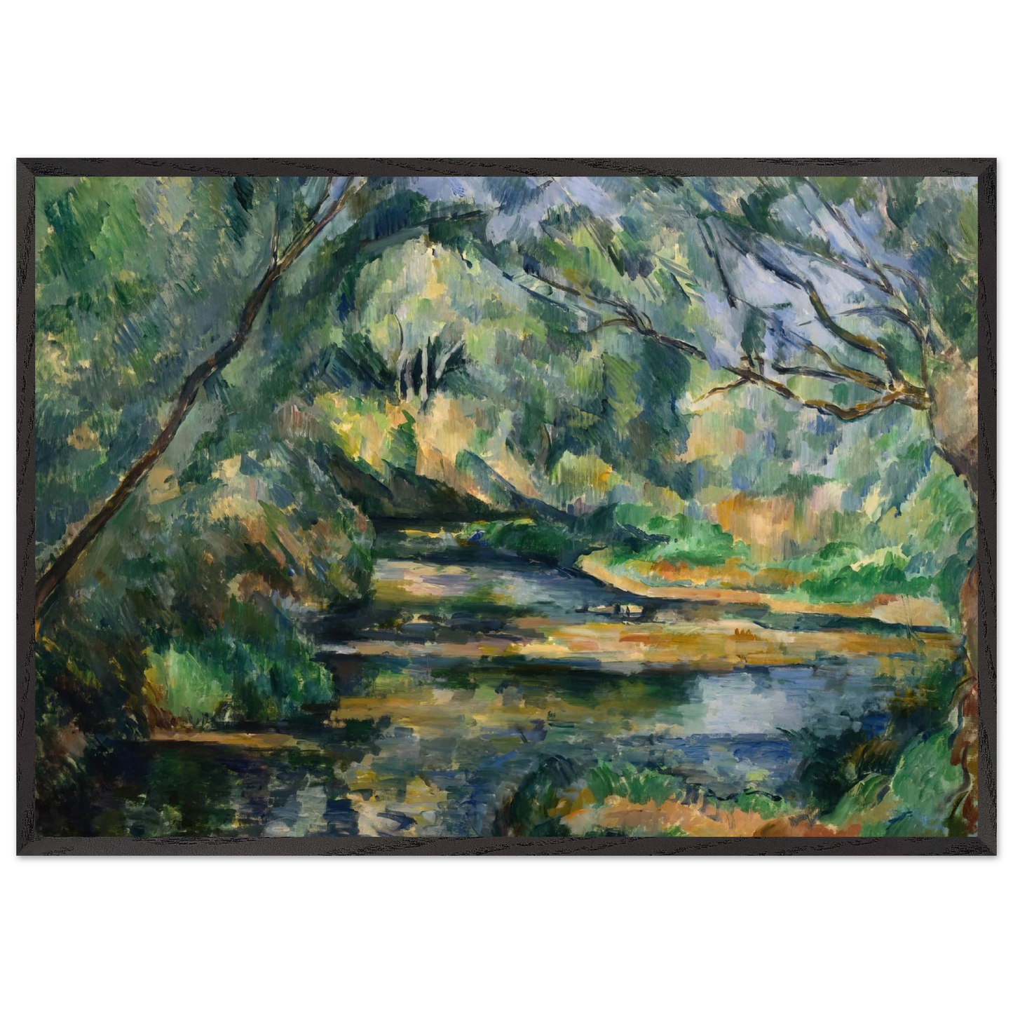 The Brook - Paul Cezanne 70x100 cm / 28x40 inches Framed Art Print – Black Wooden Frame
