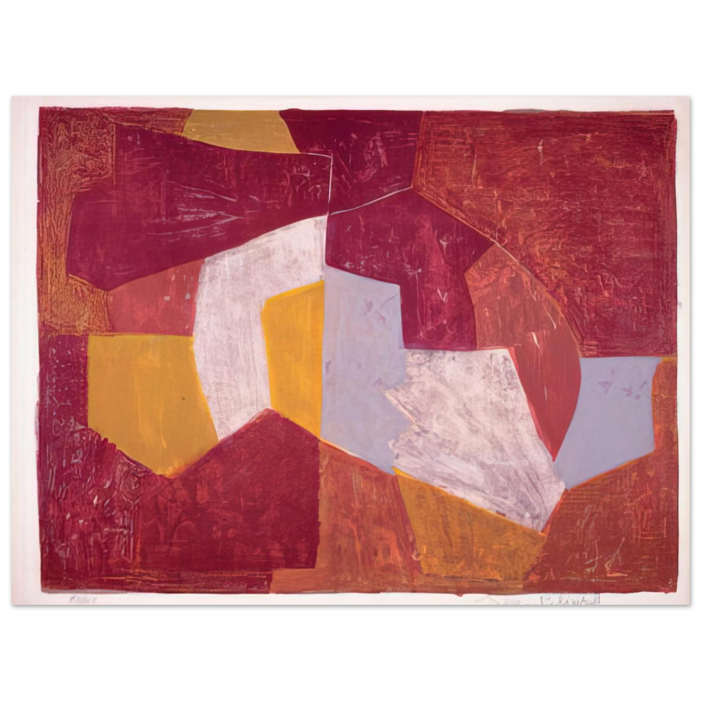Serge Poliakoff - Composition carmin, brune, jaune et grise - 1956 75x100 cm / 30x40inches Fine Art Poster