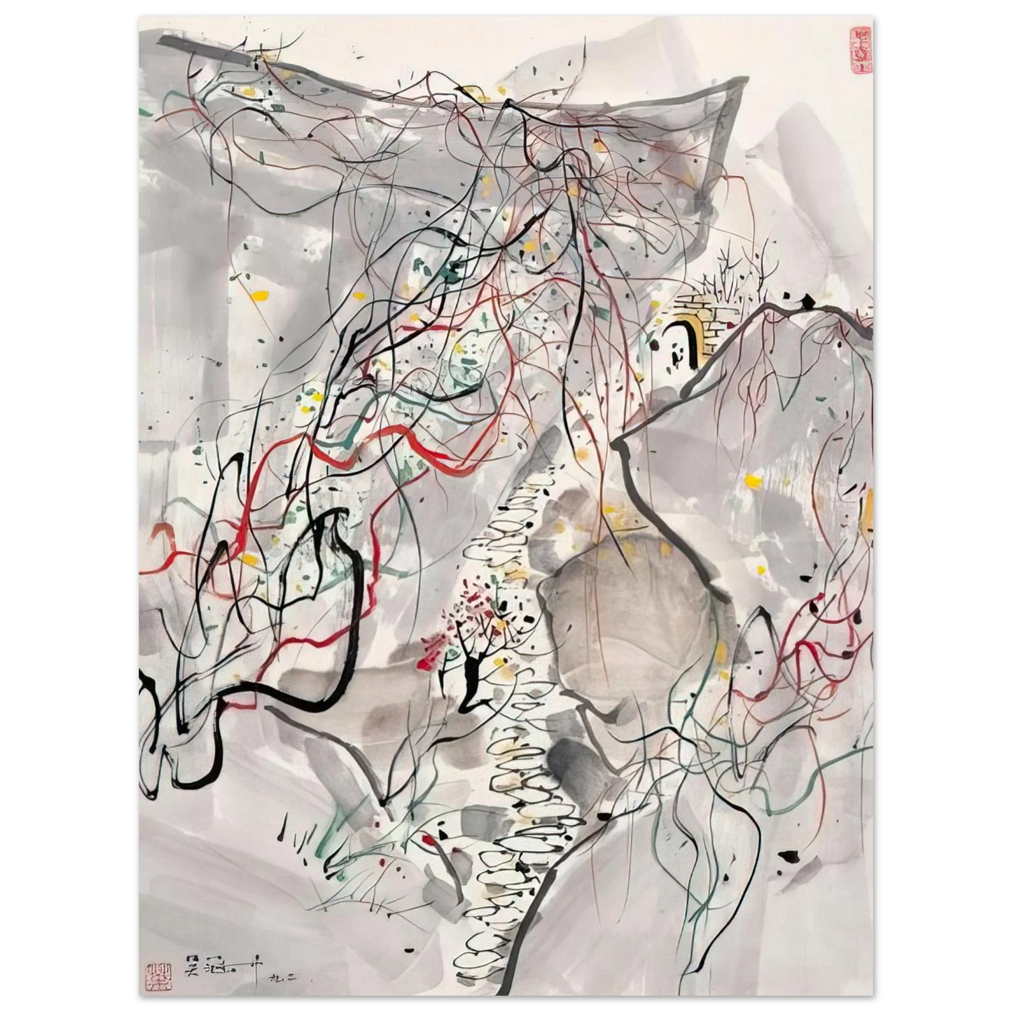 Wu Guanzhong - æ¦å¤·å±±å¾„ - Abstract Expressionism, Ink and wash painting 75x100 cm / 30x40inches Fine Art Poster