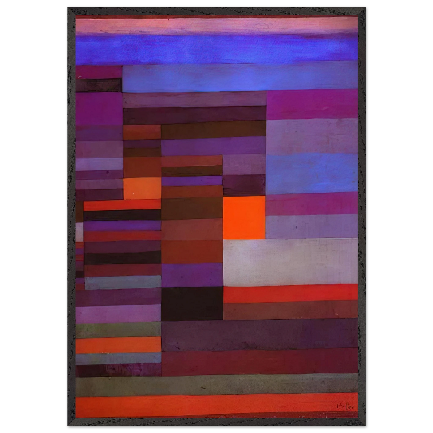FIRE EVENING 1929 - Paul Klee 70x100 cm / 28x40 inches Framed Art Print – Black Wooden Frame