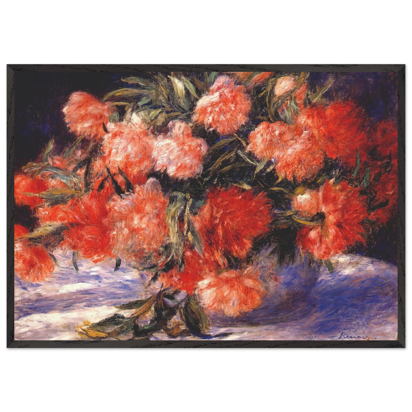 Peonies - Pierre-Auguste Renoir 70x100 cm / 28x40 inches Framed Art Print – Black Wooden Frame