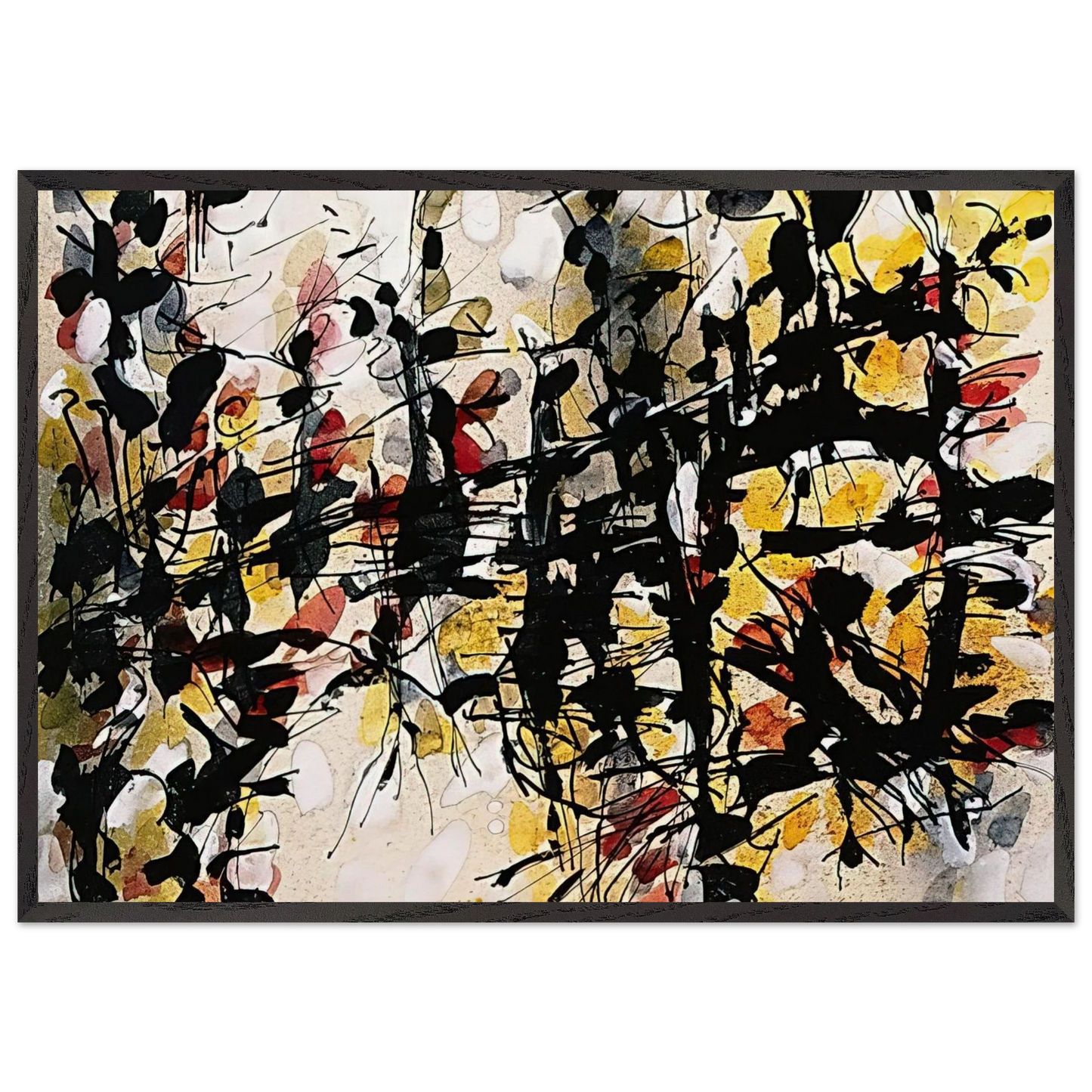Untitled N9 - Jean-Paul Riopelle 70x100 cm / 28x40 inches Framed Art Print – Black Wooden Frame