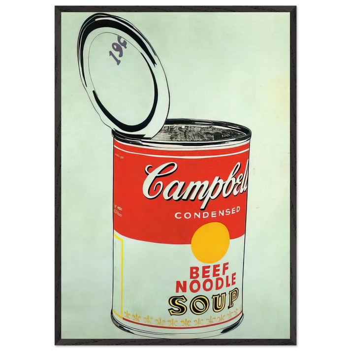 Big Campbells Soup Can 19c Beef Noodle - Andy Warhol 70x100 cm / 28x40 inches Framed Art Print – Black Wooden Frame
